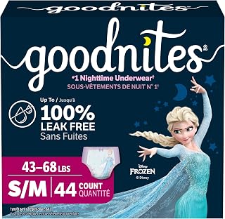 Huggies Goodnites Training Pants, Girls Bedwetting NightTime Underwear, Size S/M, 43-68 lbs, 44 Count, Giga Pack