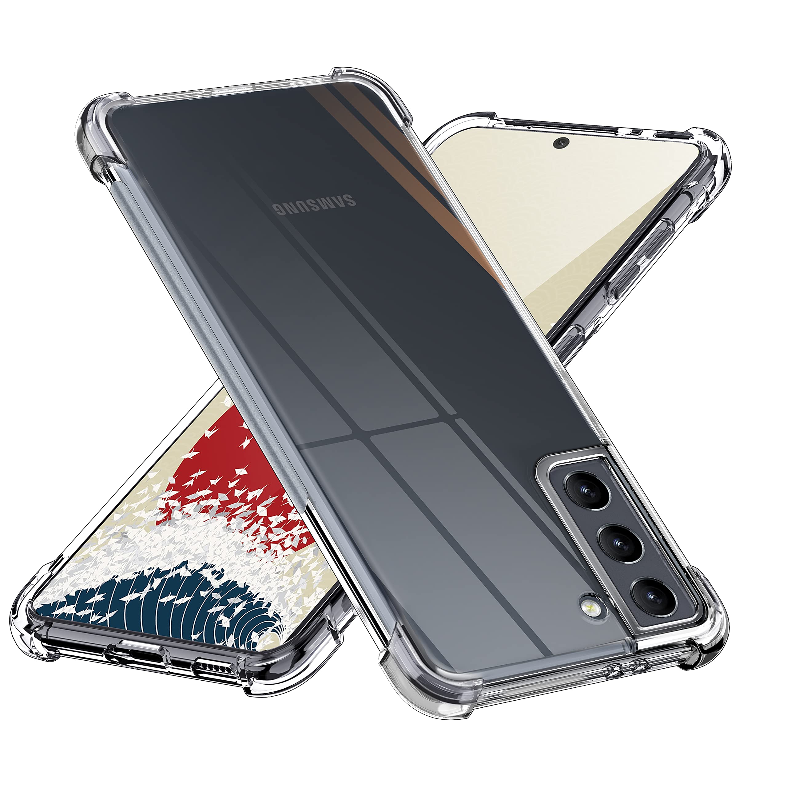 ONES Ultra Transparent Case for Samsung Galaxy S21, Airbag Shockproof, Raised Ed