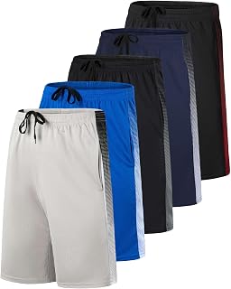 5 Pack Men's Mesh Shorts 9" Long Athletic Running Workout Gym Basketball