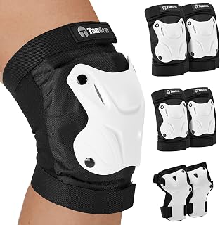 Tanden Skating Protective Gear Elbow and Knee Pads Adult, Knee Pads for Men Women Elbow Pads Wrist Guards for Roller Skating Cycling Skateboarding White