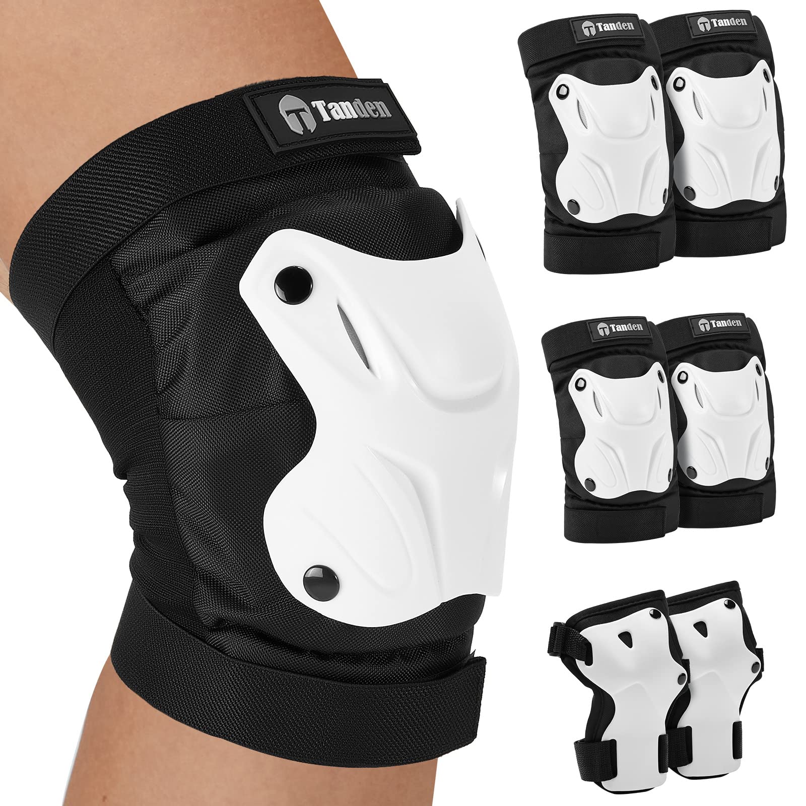 Tanden Skating Protective Gear Elbow and Knee Pads Adult, Knee Pads for Men Wome