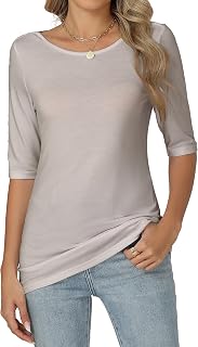 Women's T-Shirt Half Sleeve Round Neck Slim Fit Elástic Casual Top Basic Lightweight Tee Shirt Blouse Summer Spring