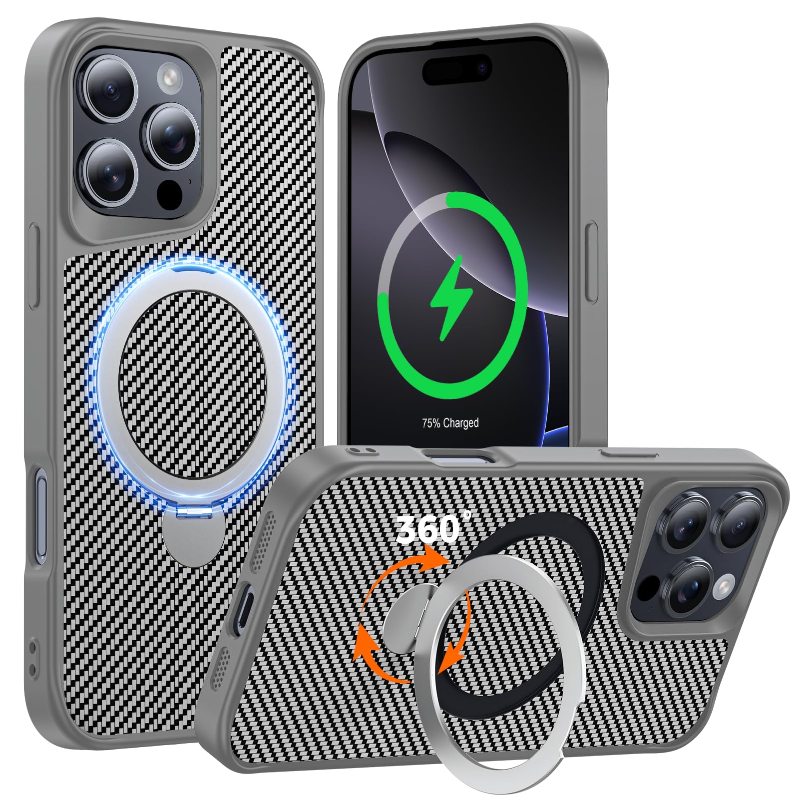 Designed for iPhone 16 Pro Case with Stand, Natural Titanium