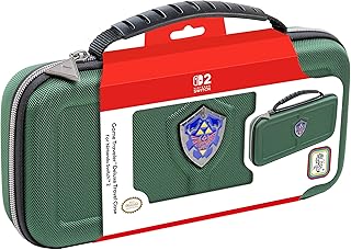 R.D.S. INDUSTRIES, INC. – Game Traveler Deluxe Licensed Travel Case Designed for Nintendo Switch, Nintendo Switch 2, OLED, Zelda Hylian Shield, Green (HS12GRN)