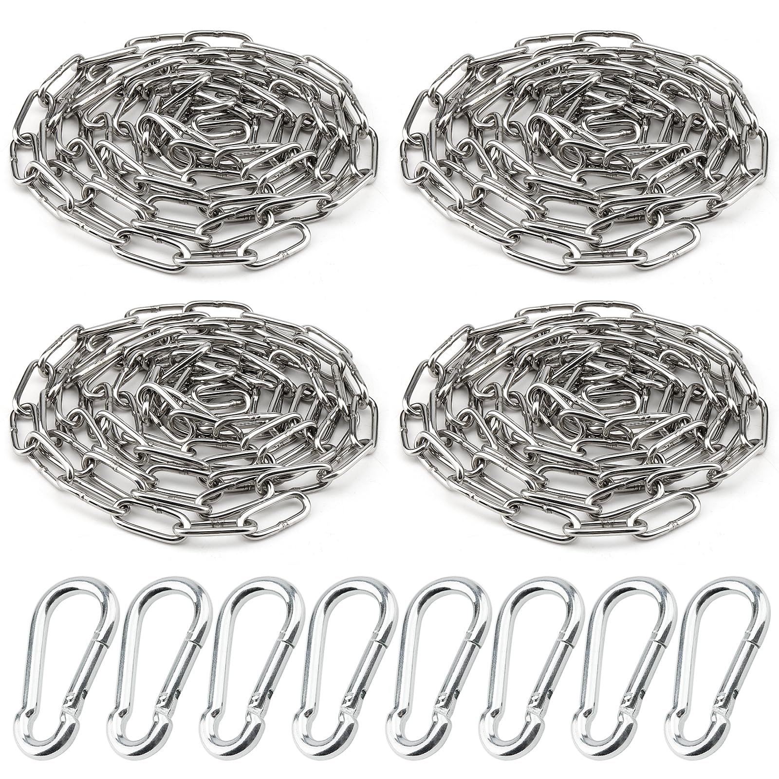 MOUYAT 4 PCS 1/8 Inch Stainless Steel Link Chain, 26 Feet Total Heavy Duty Link 