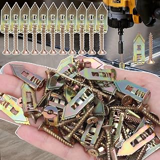 10 Pcs Self Drill Drywall Anchors with Screws Heavy Duty Galvanized Metal Extension for Photo Frame Wall TV Shelf Straps