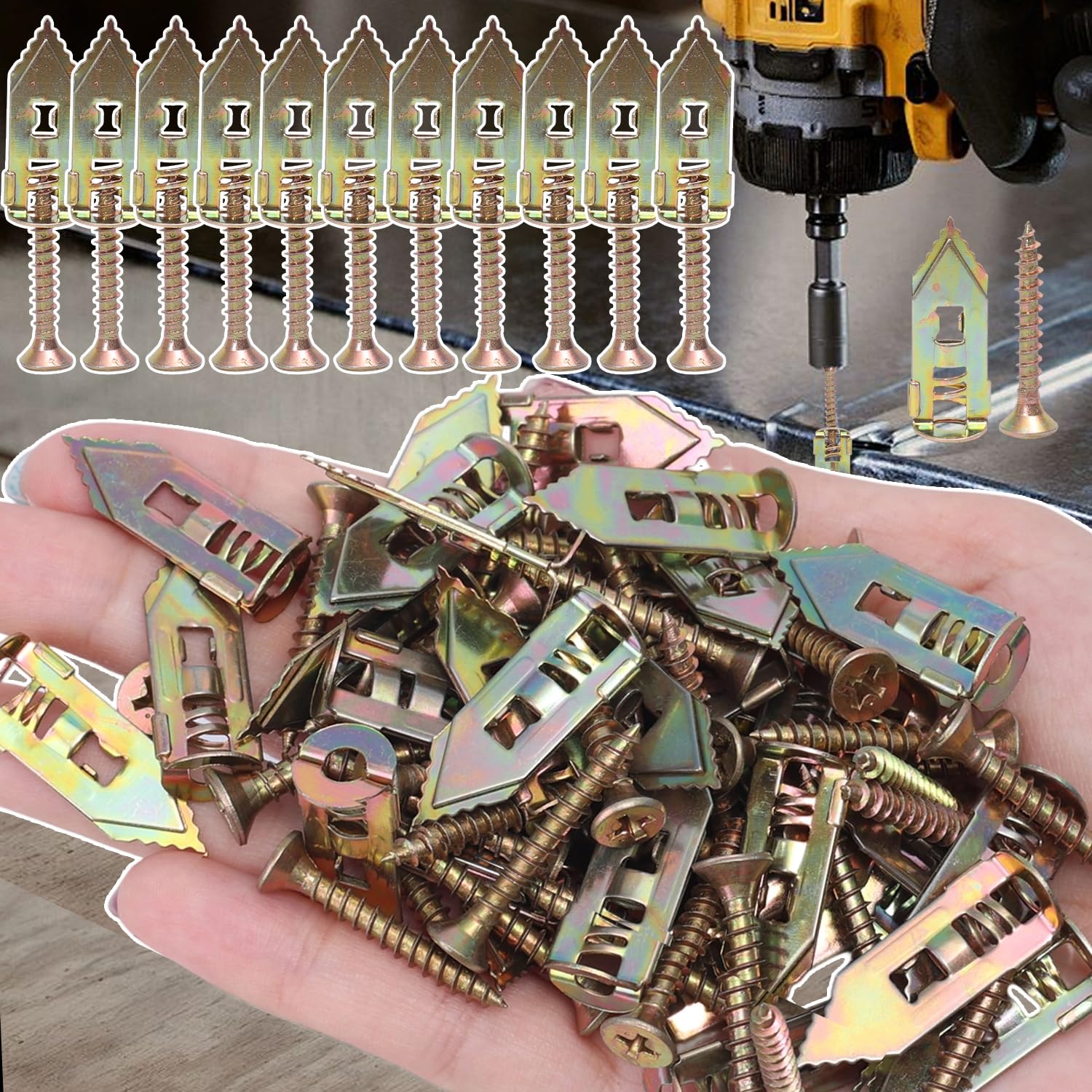 10 Pcs Self Drill Drywall Anchors with Screws Heavy Duty Galvanized Metal Extens