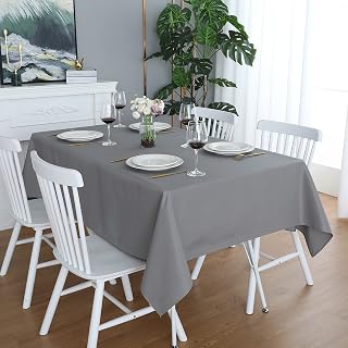 FOLINS&HOME Light Grey Rectangle Tablecloth 23x47 Inch (60x120cm) Wrinkle Resistant Waterproof Polyester Tablecloths Leak Proof Durable and Washable Indoor Outdoor Oblong/Rectangle