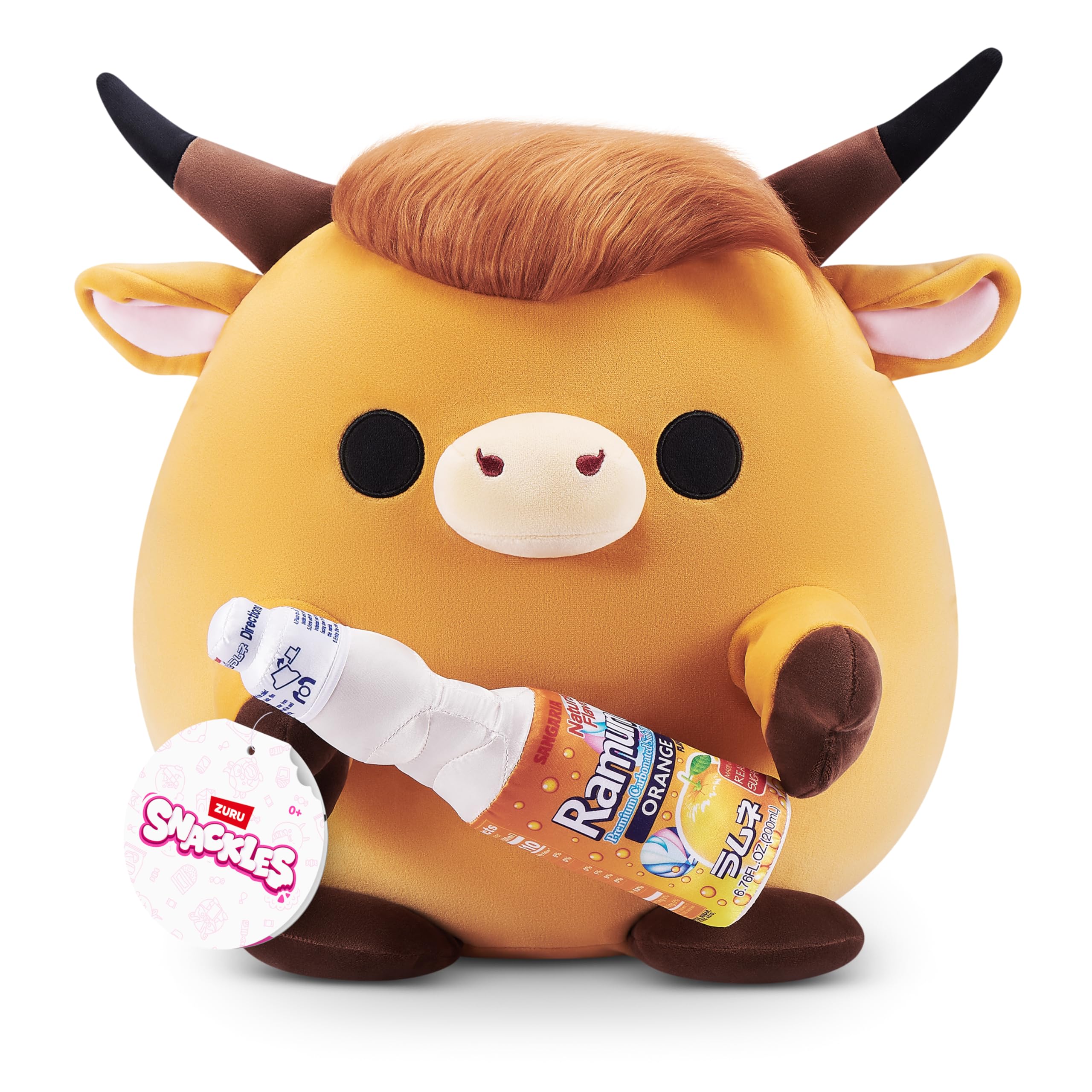 Snackles Licensed Series 3 14-inch Plush Highland Cow with Sangaria O-mazing Ora