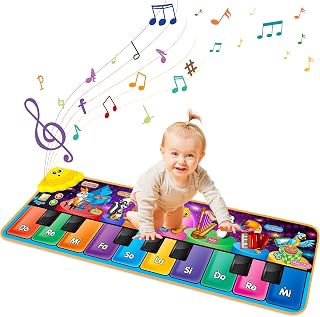 Tesok Kids Animals Musical Piano Mats with 10 Piano Keyboard | 25 Music Sounds,7 instrument sounds,Dance Mat,Musical mat,Early Education Interactive Toys for 1 2 3+Years Old Girls Boys