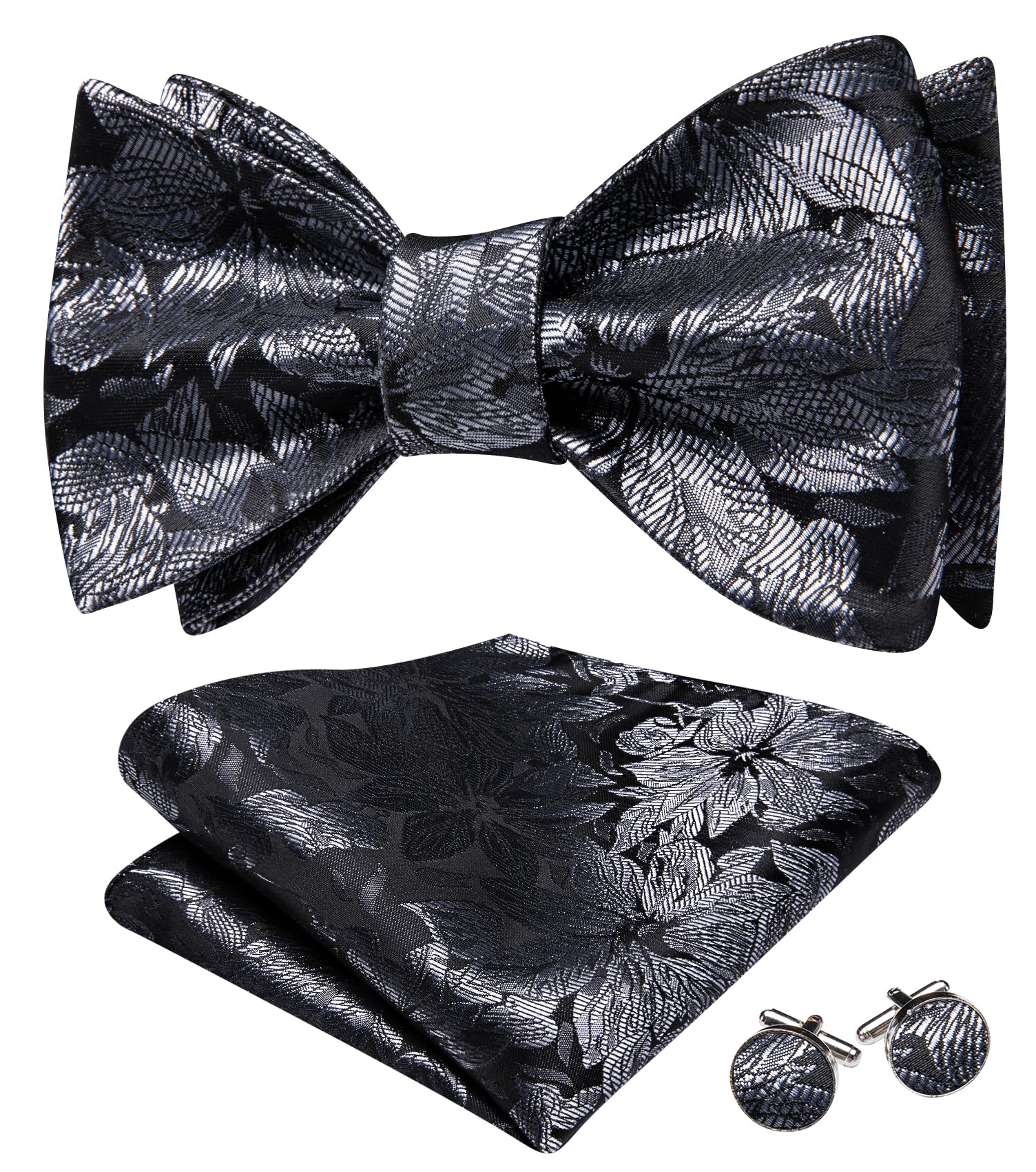 Men's Solid Color Pre Tied Bow Tie Handkerchief Cufflinks Tuxedo Wedding Tuxedo 
