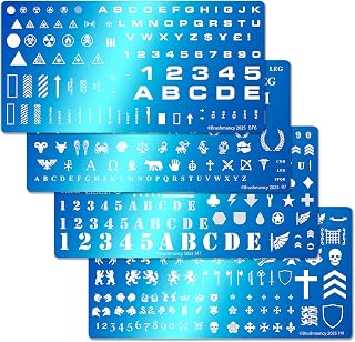 BRUSHMANCY Miniatures Stamping Plates Set – 4 Precision-Etched Plates for Miniature Painting – US Army, Sci-Fi, Heraldry &amp; Roman Designs for Tabletop Wargaming, Fantasy &amp; Sci-Fi Models
