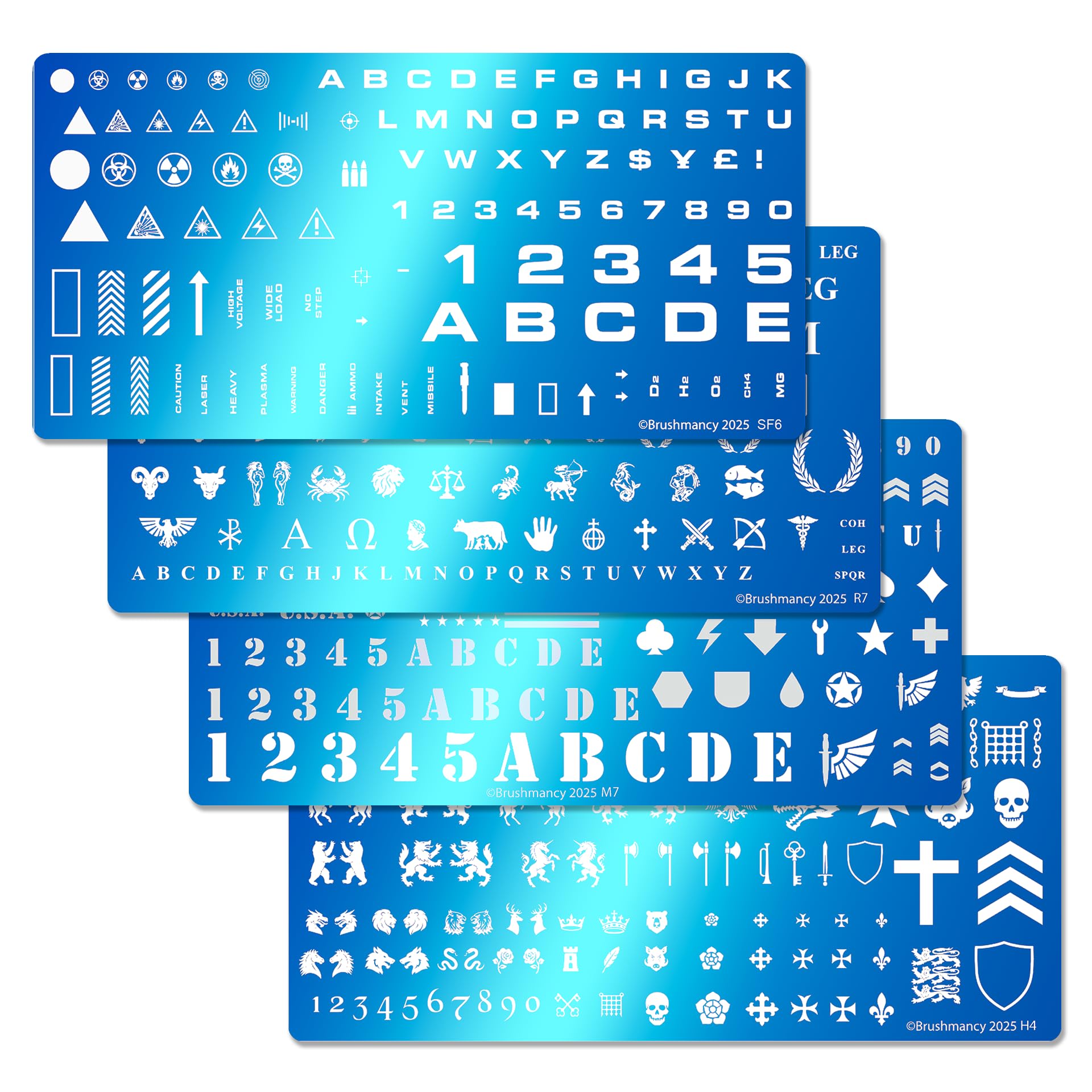 BRUSHMANCY Miniatures Stamping Plates Set – 4 Precision-Etched Plates for Miniat