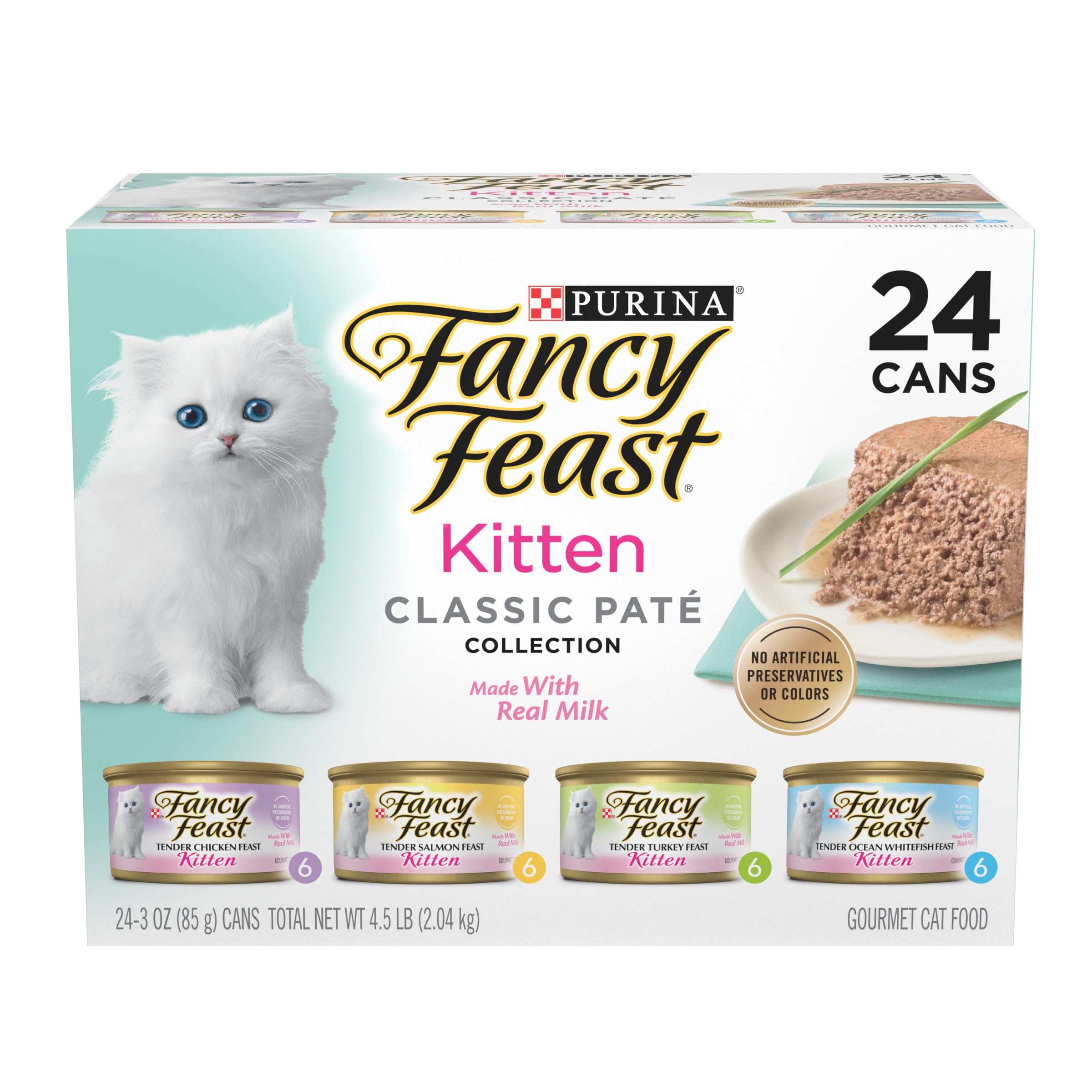 Purina Fancy Feast Wet Kitten Food Variety Pack, 3 oz cans, 24-Pack | Oceanfish,