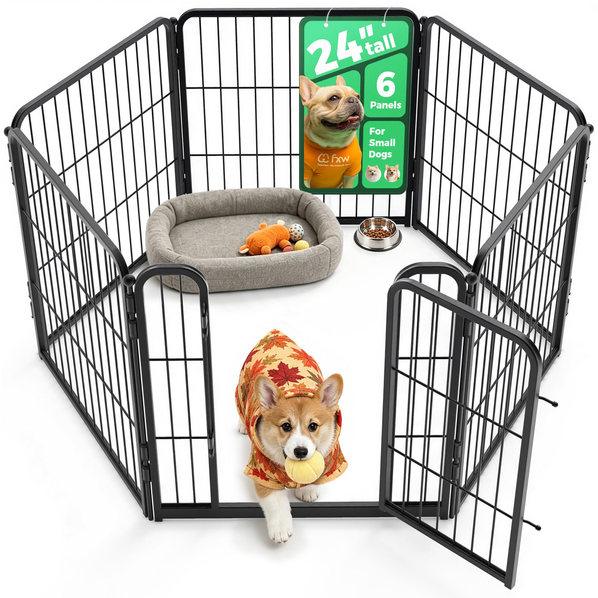 FXW Homeplus Indoor Dog Playpen, 24" H, 6 Panels, for Puppies & Small Dogs | Str