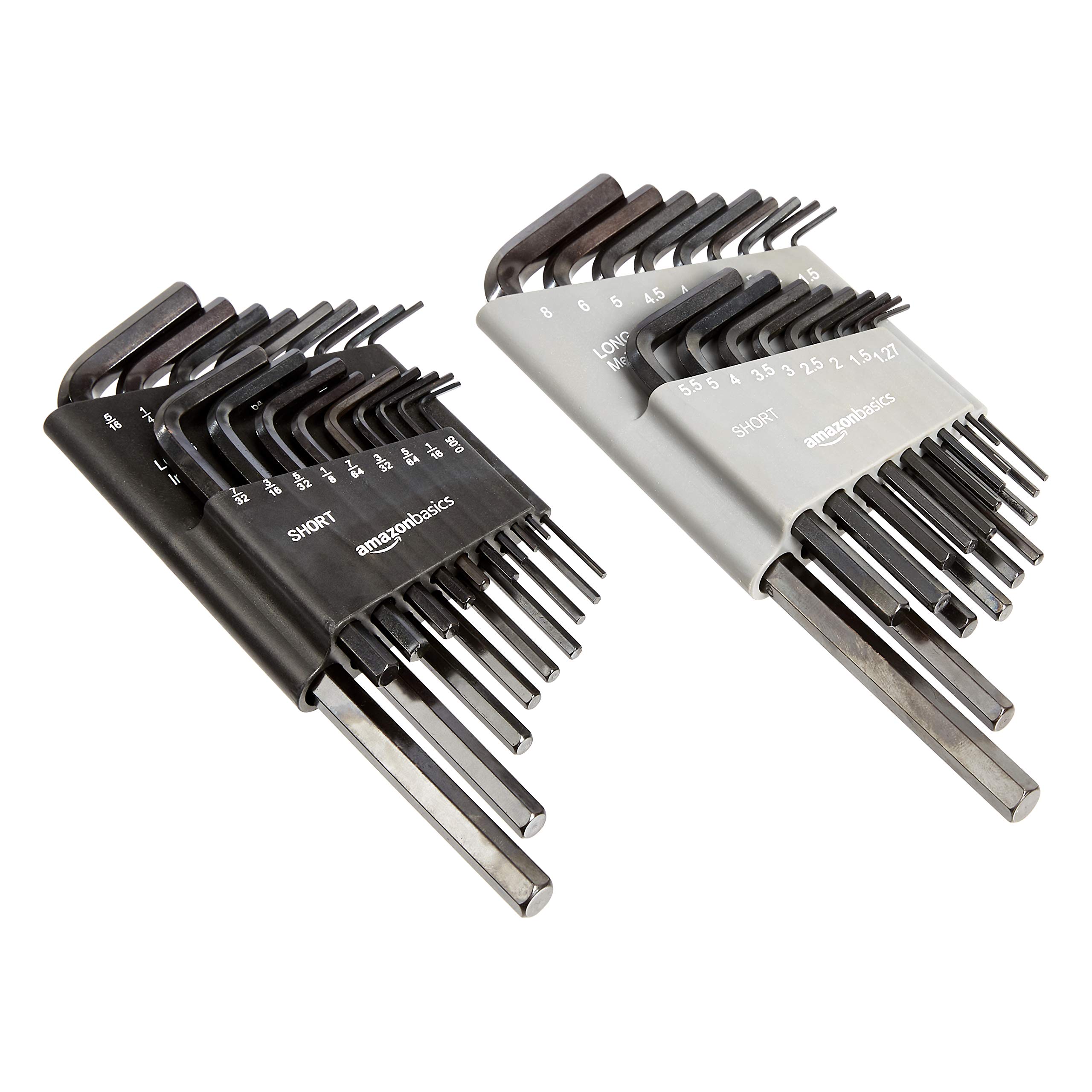 Amazon Basics 36-Piece Allen Wrench/Hex Key Set, SAE & Metric Sizes, Chrome Vana