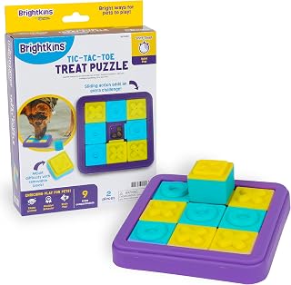 Learning Resources Brightkins Tic-Tac-Toe Treat Puzzle, Interactive Dog Toys, Dog Puzzle Toy, Slow Release Dog Treat Feeder