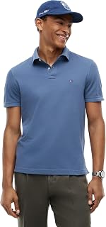 Tommy Hilfiger Men’s Short Sleeve Regular Fit Polo Shirt with Button Placket
