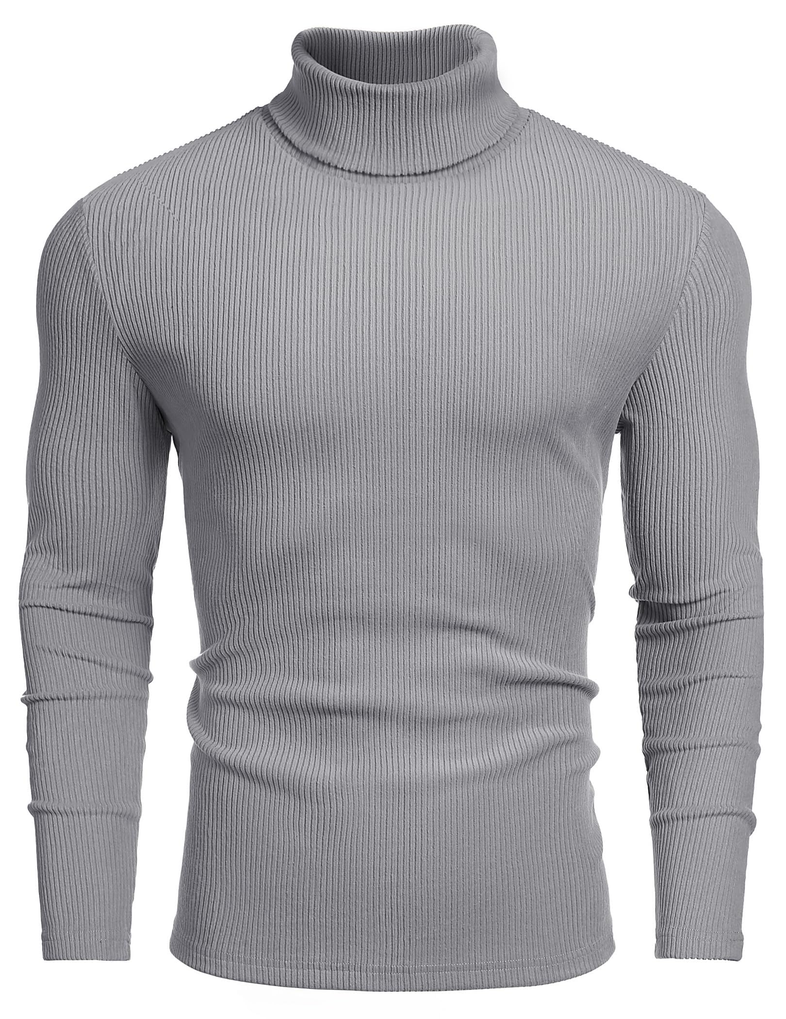 COOFANDY Suéter de Punto de Cuello Alto para Hombre, Manga Larga, Cuello Alto, A
