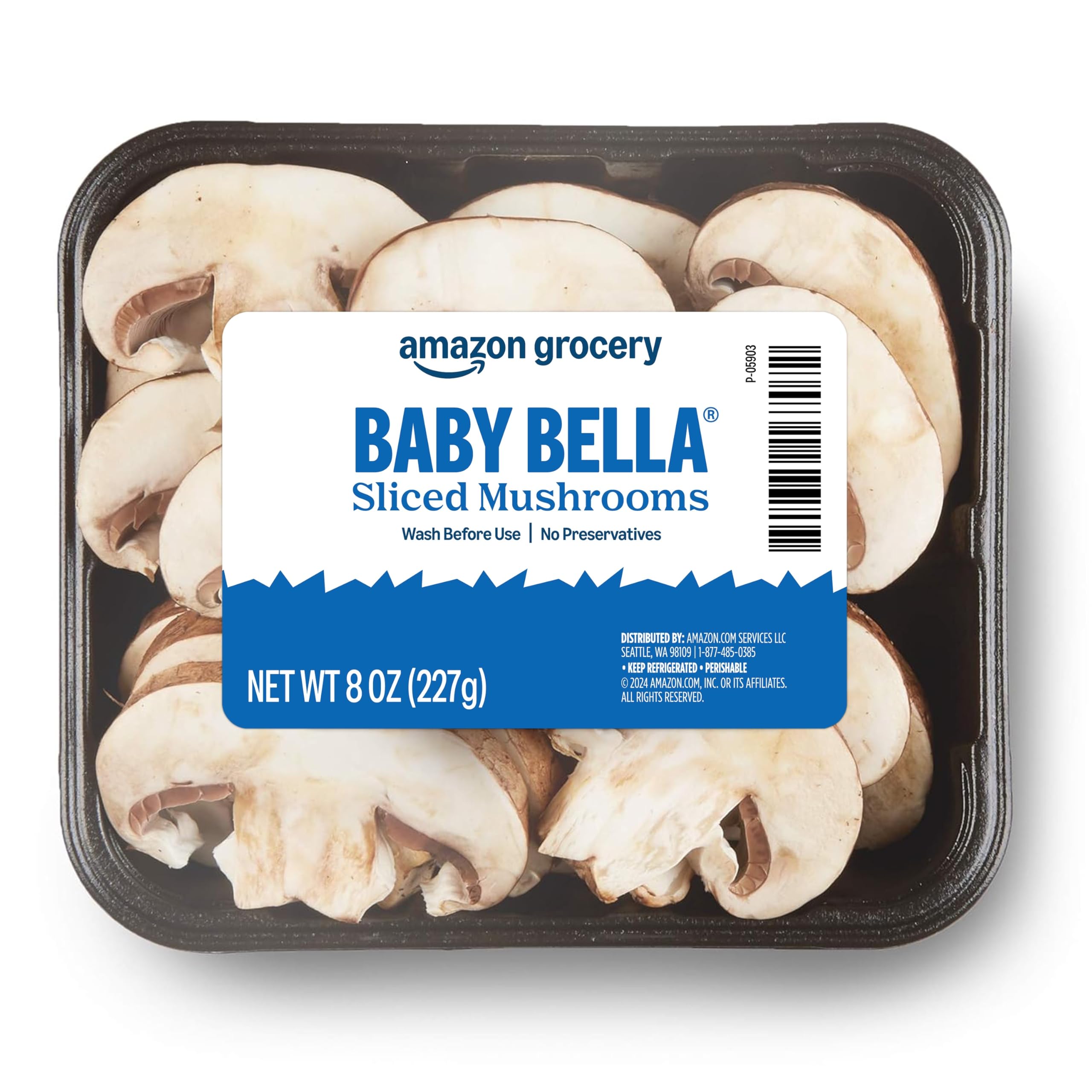 Amazon Grocery, Sliced Baby Bella Mushrooms, 8 Oz