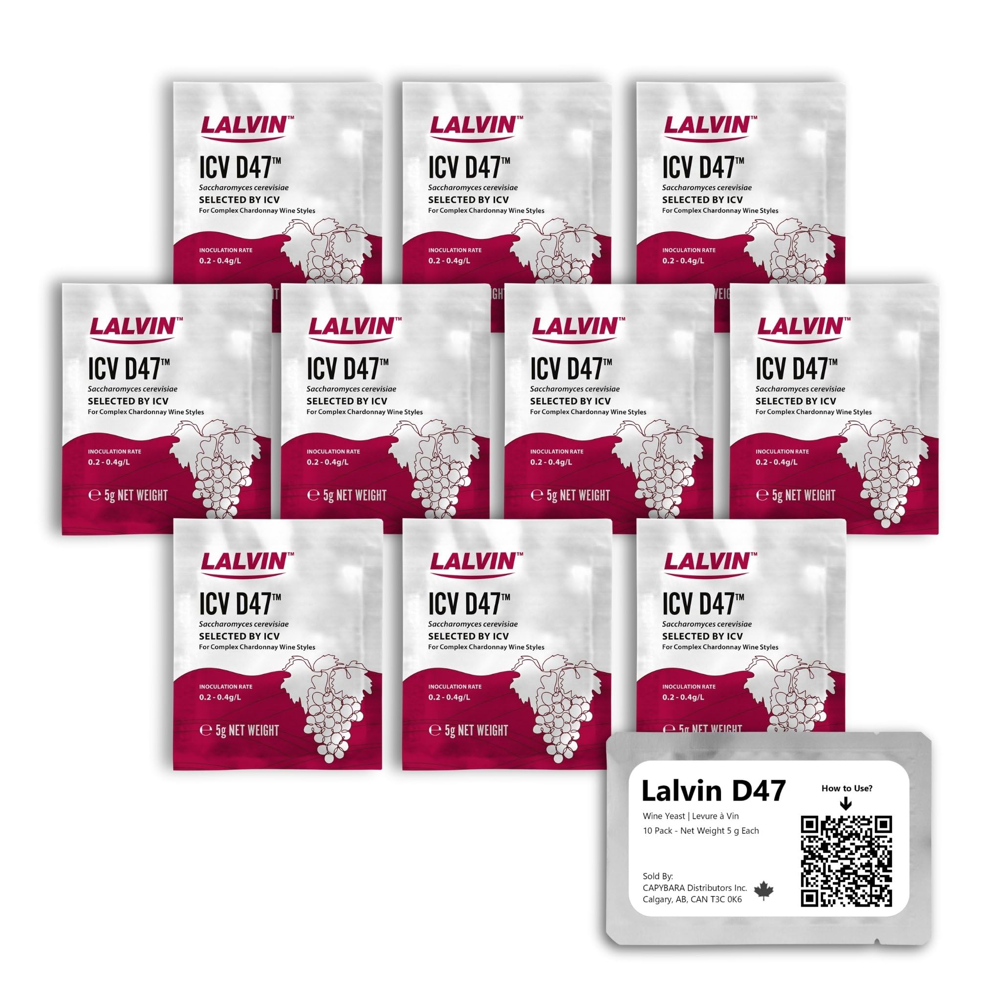 Lalvin D47 Wine Yeast (10 Pack) - Sold by CAPYBARA Distributors Inc. | Make Wine