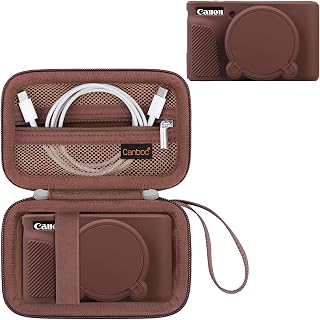 Canboc 2 in 1 Case for Canon PowerShot SX740 SX730 HS Digital Camera,Brown | Hard Carrying Case + SX740 Soft Silicone Protective Cover with Removable Lens Cover, Case Only