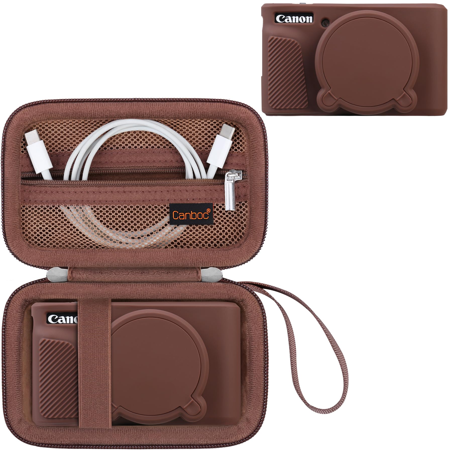 Canboc 2 in 1 Case for Canon PowerShot SX740 SX730 HS Digital Camera,Brown | Har