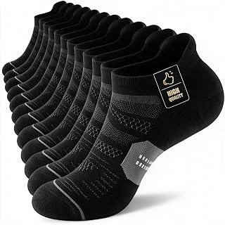 CS CELERSPORT Trainer Socks for Men Women, Cushioned Ankle Running Socks, Sports Breathable Cotton Socks, Low Cut Athletic Tab Socks Anti-Blister, 6 Pairs