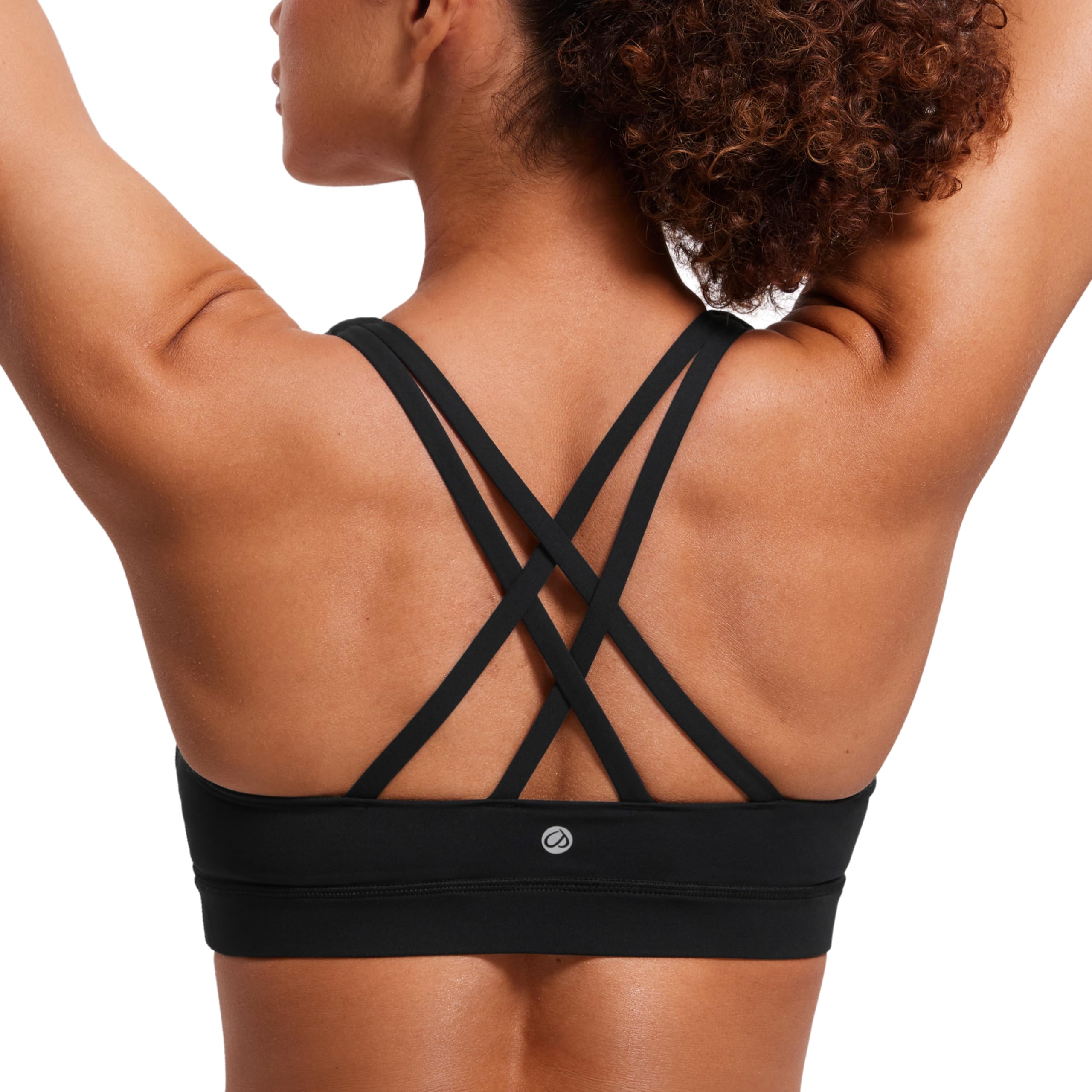 CRZ YOGA Naked Feeling Strappy Sports Bras | Medium Support, Removable Pads, Yog