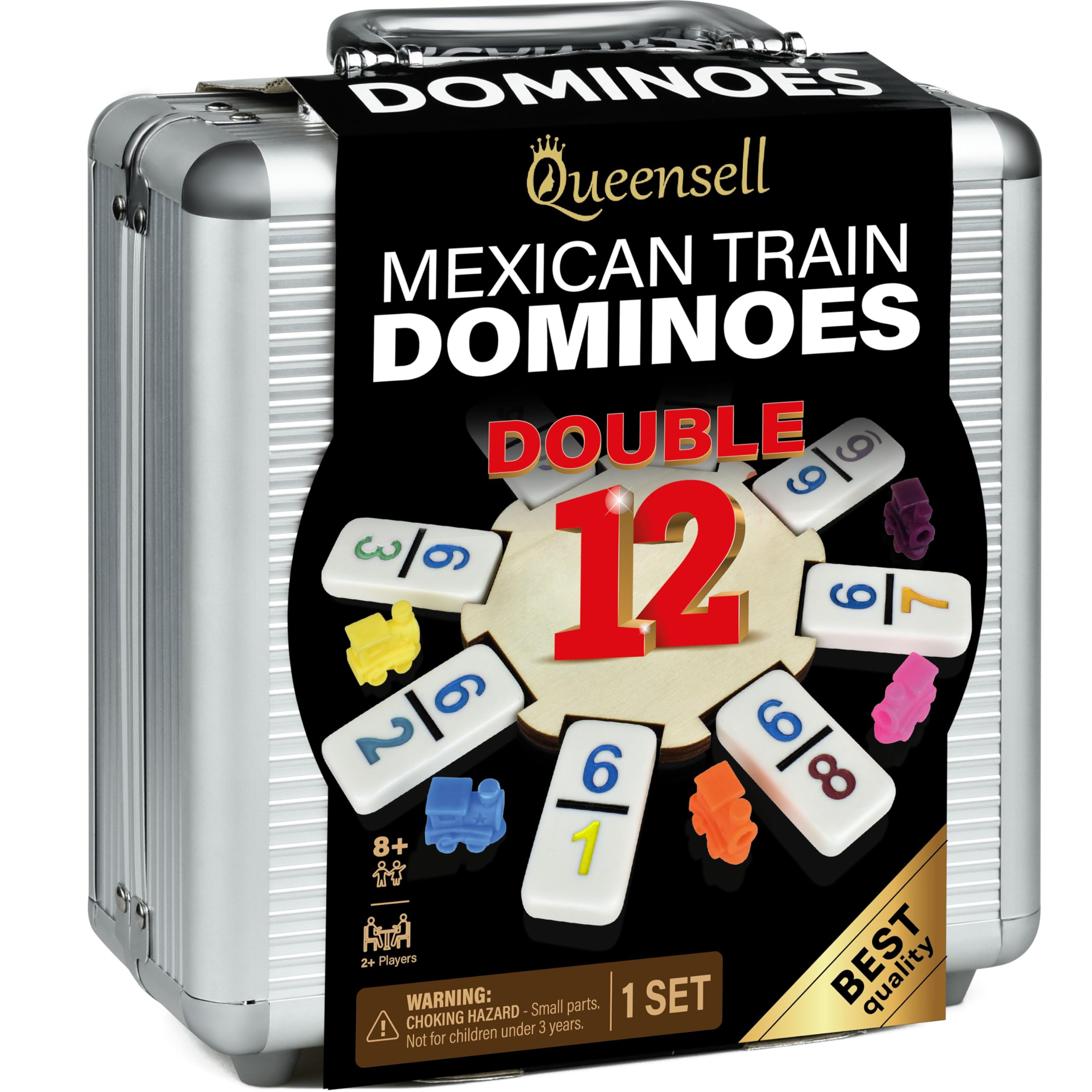 Mexican Train Dominoes Set with Numbers, Double 12 Dominoes Set for Adults, Mexi