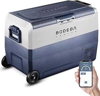 BODEGA 12V Portable Car Refrigerator,53QT Dual Zone With Wheels APP Control | No Ice Needed, 12V&100-240V, Compressor Cooler, ECO/MAX Modes, Battery Protection,Low Noise,RV,Camping,Truck,Vehicles