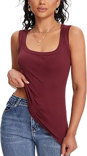 ASAIR Tank Tops for Women Racer Back Square Neck Sexy Ribbed Basic Trendy Sleeveless T Shirts Woman