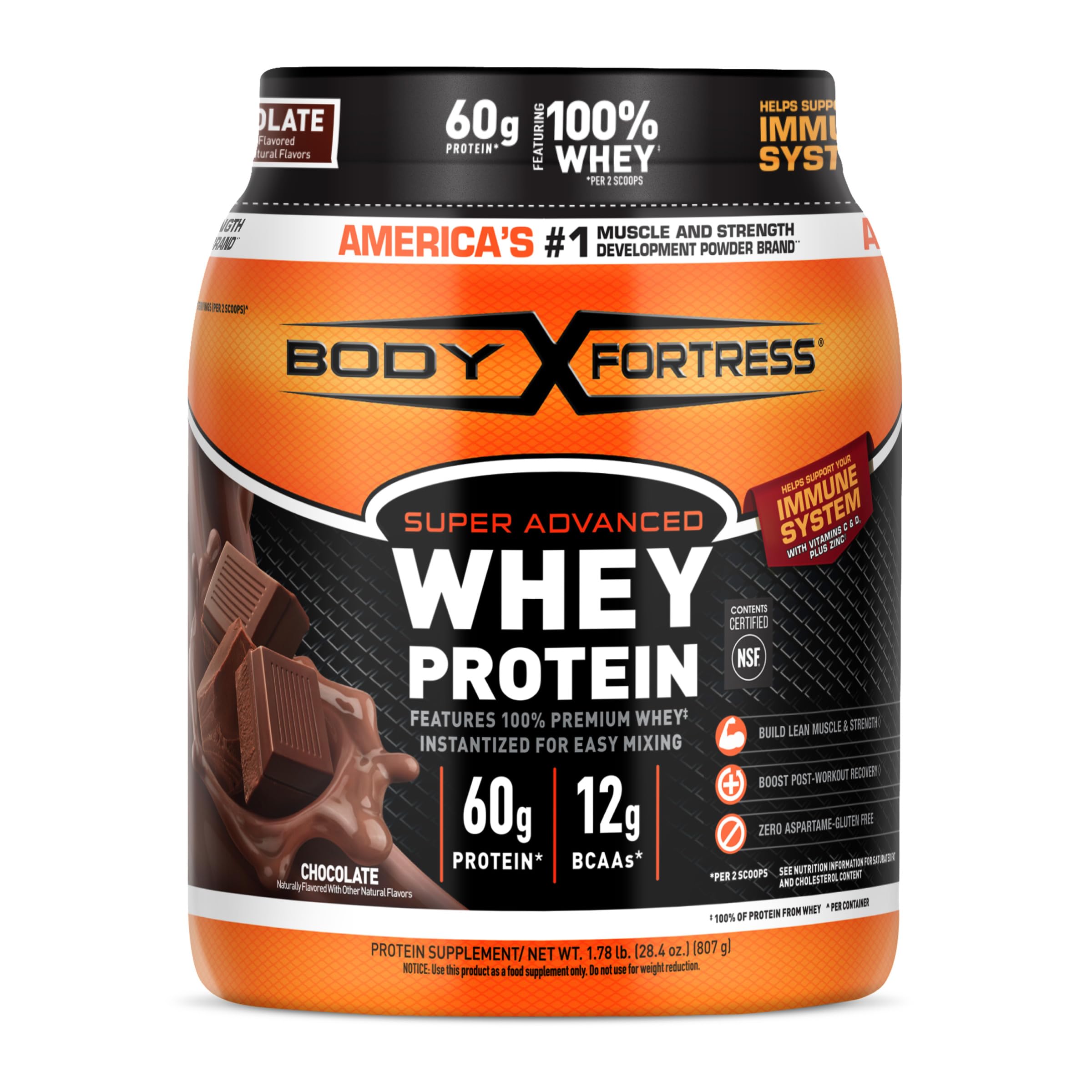 Body Fortress Super Advanced Whey Protein, Chocolate, 1.78 lbs | Flavor: Chocola