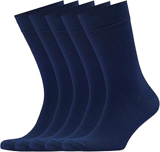 VRD Men's Dress Socks Bamboo Rayon, 5-Pack Crew Socks, Multiple Colors and Designs, Shoe Size 8-13, Gift Box