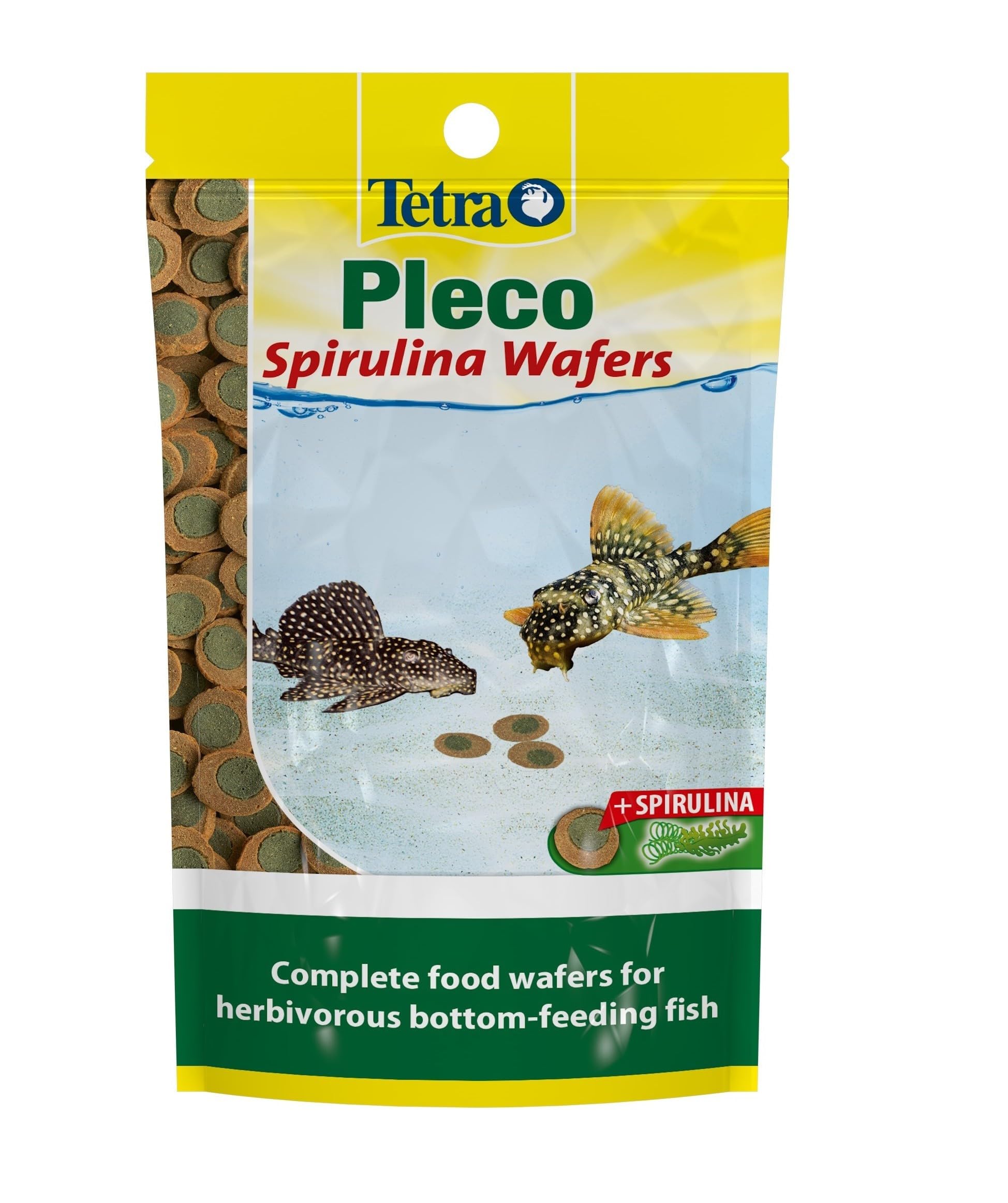 Tetra Pleco Fish Food Spirulina Wafers 42g, 100% Vegetable Premium Fish Food for