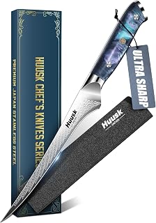 Huusk 7.5” Fillet Knife for Fish,Sharp Japanese Filet Knife for Meat Salmon