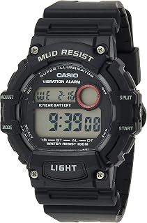 Casio Mud Resistant Stainless Steel Quartz Watch with Resin Strap, Black, 27.6 (Model: TRT-110H-1AVCF)