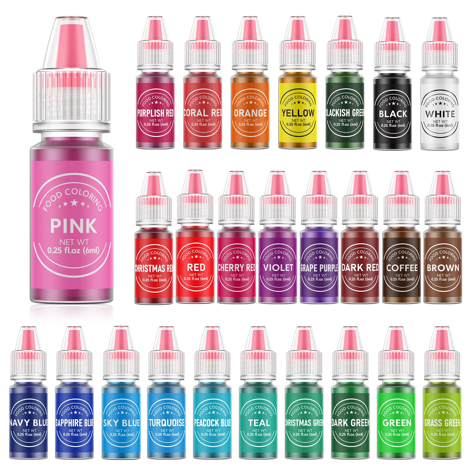 Food Coloring for Baking - 26 Vibrant Cake Coloring Liquid Set for Dessert Decor