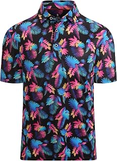 Alex Vando Men's Short Sleeve Polo Shirt with Quick Dry and Breathable Print for Men