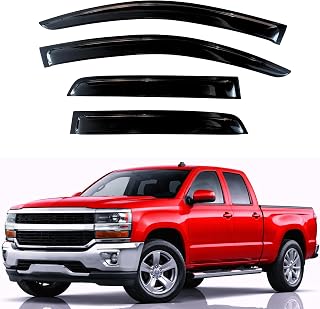 KPY Rain Guards for 2014-2018 Chevy Silverado 1500 Extended/Double Cab | Out-Channel Window Visors Vent Deflector, 14-18 Silverado/GMC Sierra 1500 &amp; 15-19 2500HD 3500HD Model (Extended/Double Cab)