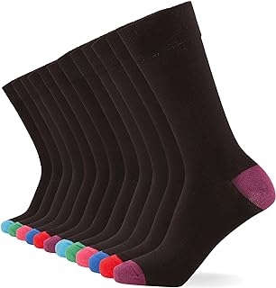FM London Pack of 12 Unisex Super Soft Calf Socks - Mens Socks and Socks for Women with Breathable and Odor Resistant Design
