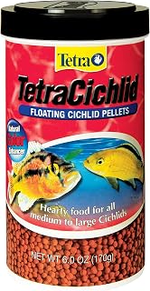 Tetra Cichlid Floating Cichlid Pellets Fish Food, 6 oz | Daily Diet For Top & Mid-Water Cichlids, Protein-Rich Hearty Pellets For Optimal Health, Highly Digestible for Clear Water