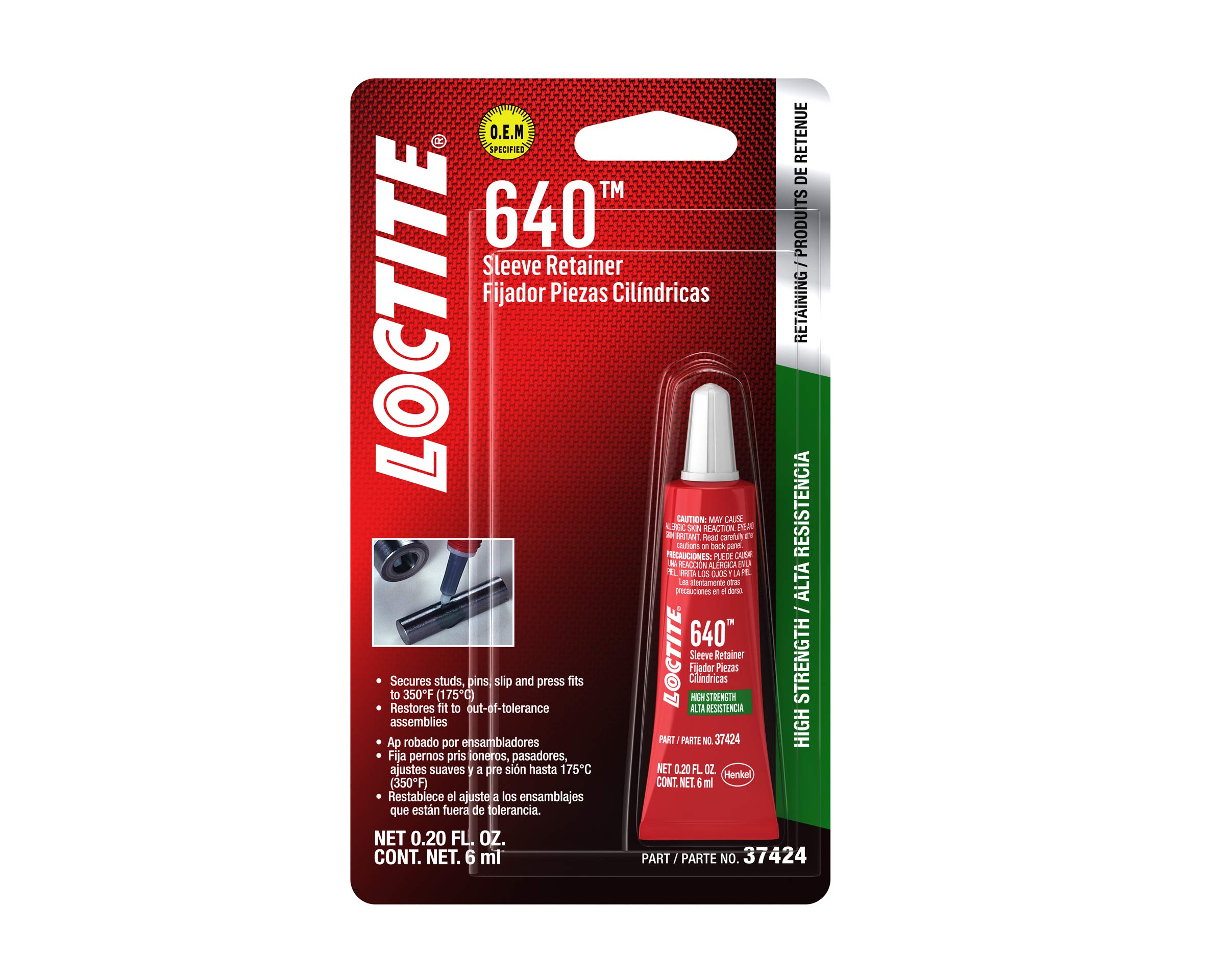 Loctite 37424 640 High Strength Sleeve Retainer Tube - 6 ml