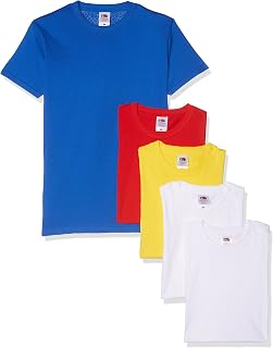 Fruit of the Loom Men's Heavy T-Shirt (Pack of 5), Multicoloured (White/White/Yellow/Red/Royal 30/30/K2/40/51), XXL