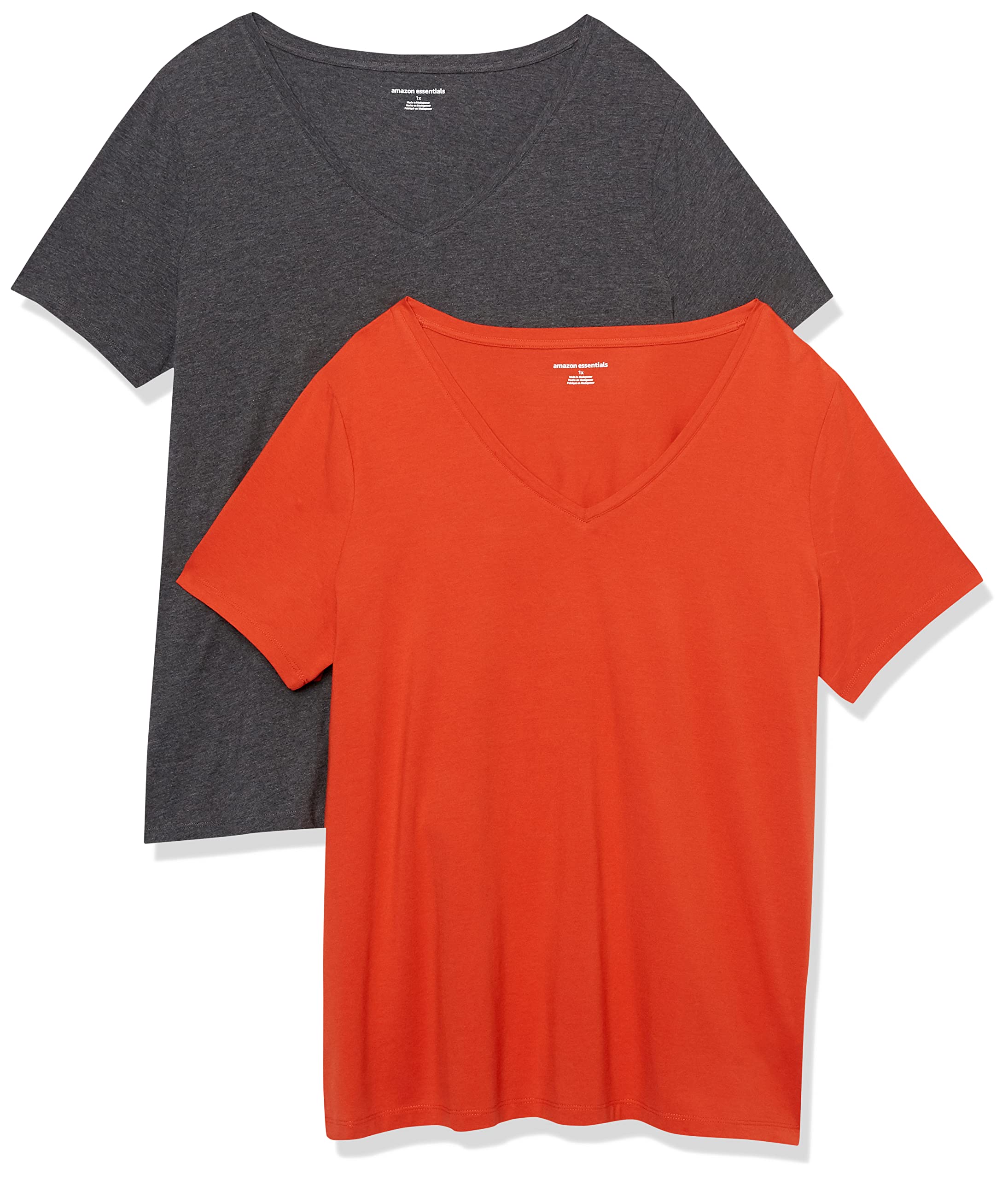 Amazon Essentials Women's Plus Size Short-Sleeve V-Neck T-Shirt