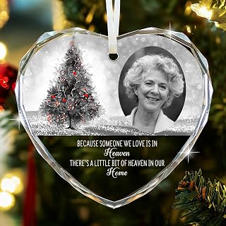 Personalized Memorial Christmas Ornaments with Photo - Custom Christmas Tree Decorations Xmas Gifts in Loving Memory Keepsake for Your Loved Ones (Design 4, Heart)