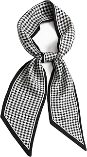Clysoru Satin Neck Scarf for Women Printed Hair Scarves Bag Scarfs Fashion Elegant Oblique Angle Design 59" X 5.9"