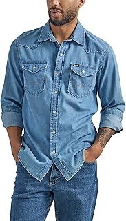 Wrangler Iconic Denim Regular Fit Snap Shirt Men's Button-Down Shirt (Pack of 1)