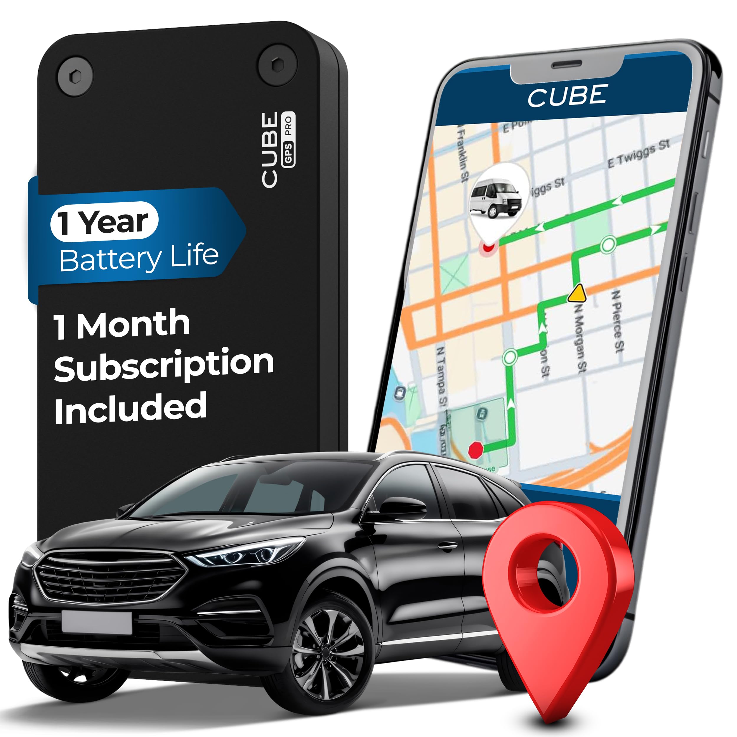 Cube Pro Real-Time GPS Tracker for Cars & Trucks w/ 4G LTE & 1 Year Battery | IP