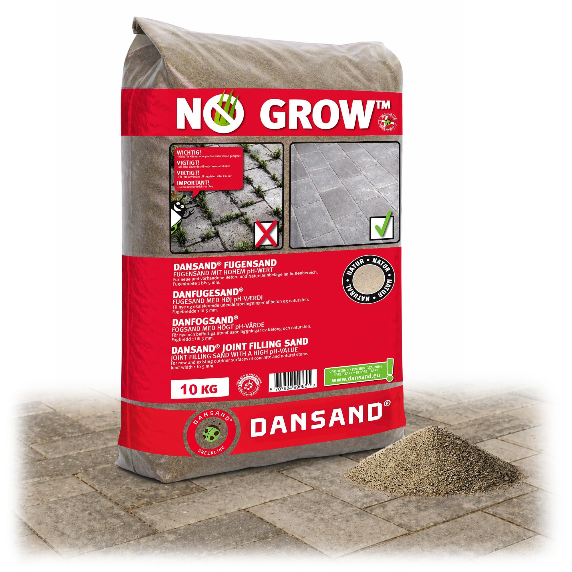Dansand No Grow Kiln Dried Sand 10kg, Beige Block Paving Patio Joint Filler
